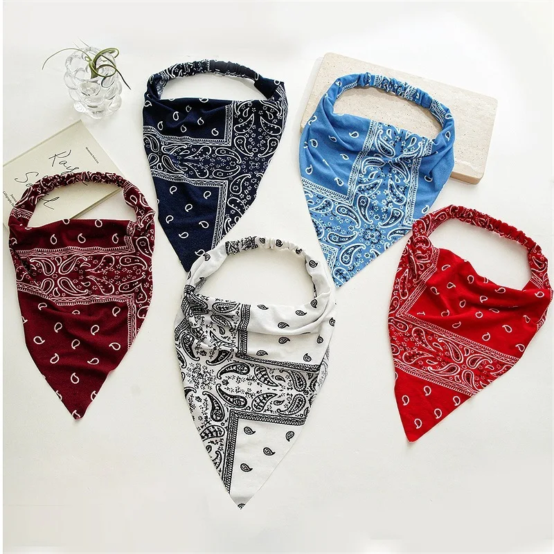 Bohemia Printing Hair Scarf Triangle Bananas New Vintage Soft Elastic Hairband Headwarp For Women Hair Accessories Girl Headband