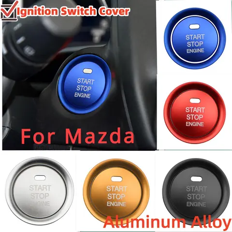 2pcs Car Stickers for Mazda 2 3 6 CX-3 CX-4 CX-5 CX-9 MX-5 Aluminum Aloy Engine Start Stop Ignition Key Ring Cover Acc.