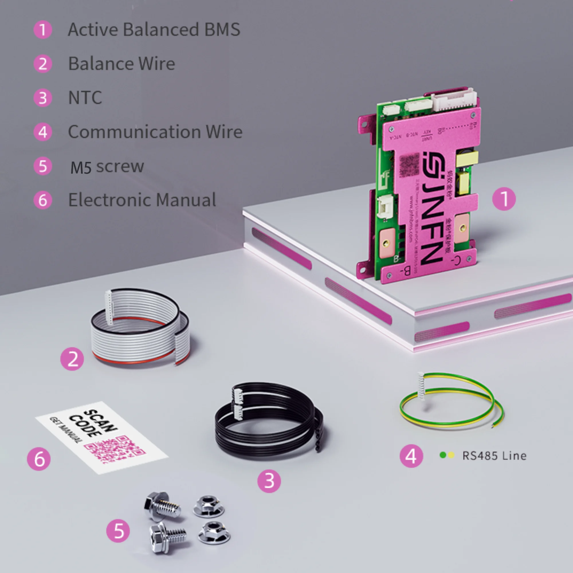 JNFN ANT BMS 3-10S 3S 4S 12V5S 6S 7S 8S 24V 10S 36V 50A 100A Lifepo4 NMC Smart BMS with RS485 Bluetooth for Energy Storage, Scoo - view 6