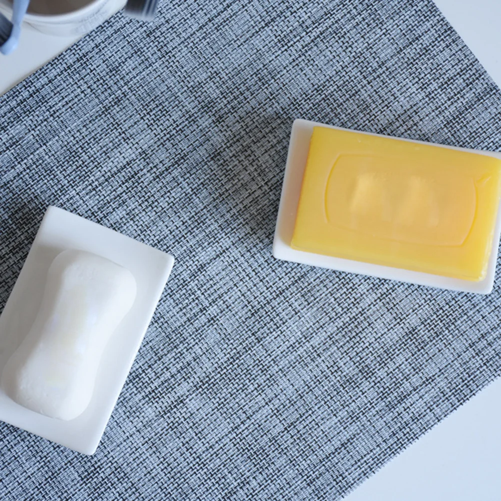 

Home Soap Case Ceramic Bar Holder Minimalist Design Bathroom Decor Functional Soap Tray for Tidy Countertop White
