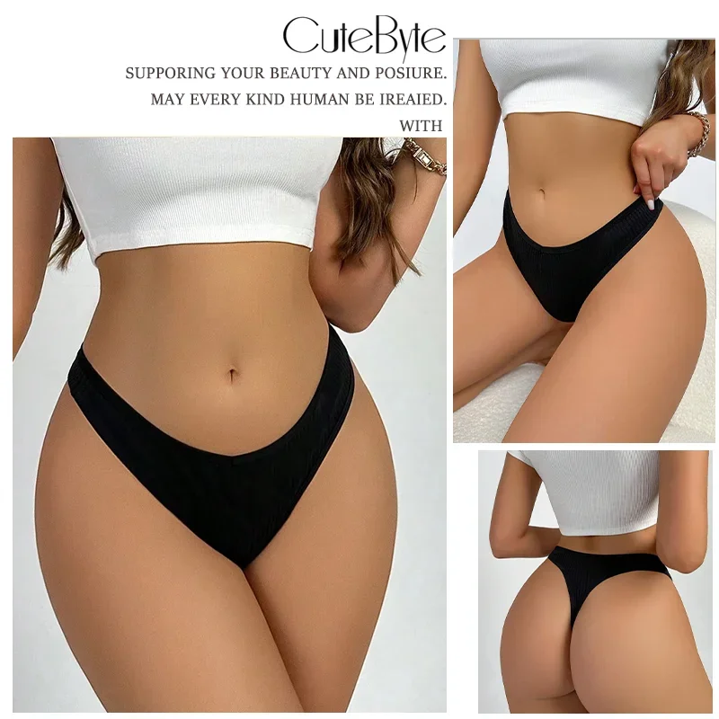 3Pcs/Set Seamless Thong Cotton Women Thin Strap Low Waist High Flexibility Pant… - Image 2