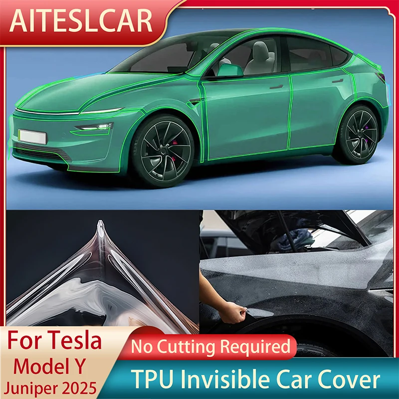 

For New Tesla Model Y Juniper 2025+ TPU Invisible Car Wrap Film Pre-cut To Original Vehicle Dimensions No Further Cutting Needed