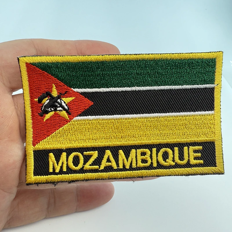 8*5cm Mozambique Rectangle Shape Iron-on Saw on Flag Patch Embroidered Saw on Badges Patches for Clothing