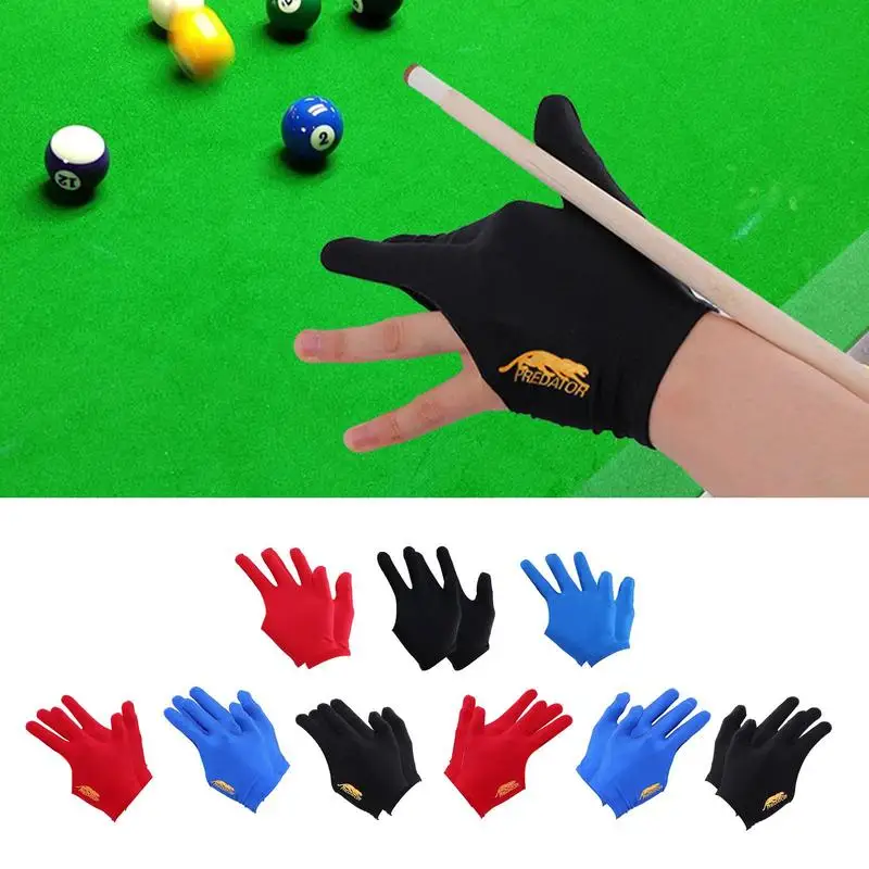 2pcs Professional Snooker Billiard Glove Embroidery Left Hand Three Finger Table Ball Smooth Lycra Fabrics Sport Accessories