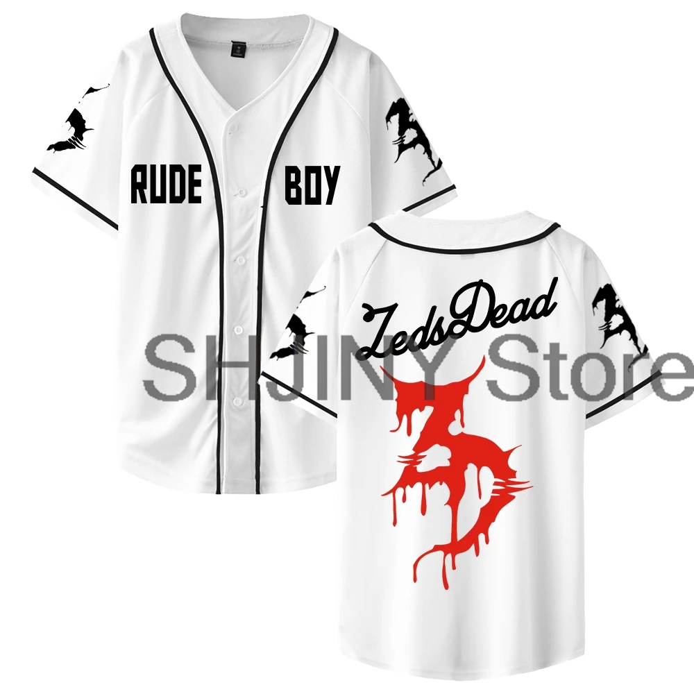 Zeds Dead Rude Boy Baseball Jersey Tops Unisex Short Sleeve Button-up Shirts Women Men Streetwear Tee Hip Hop Clothes