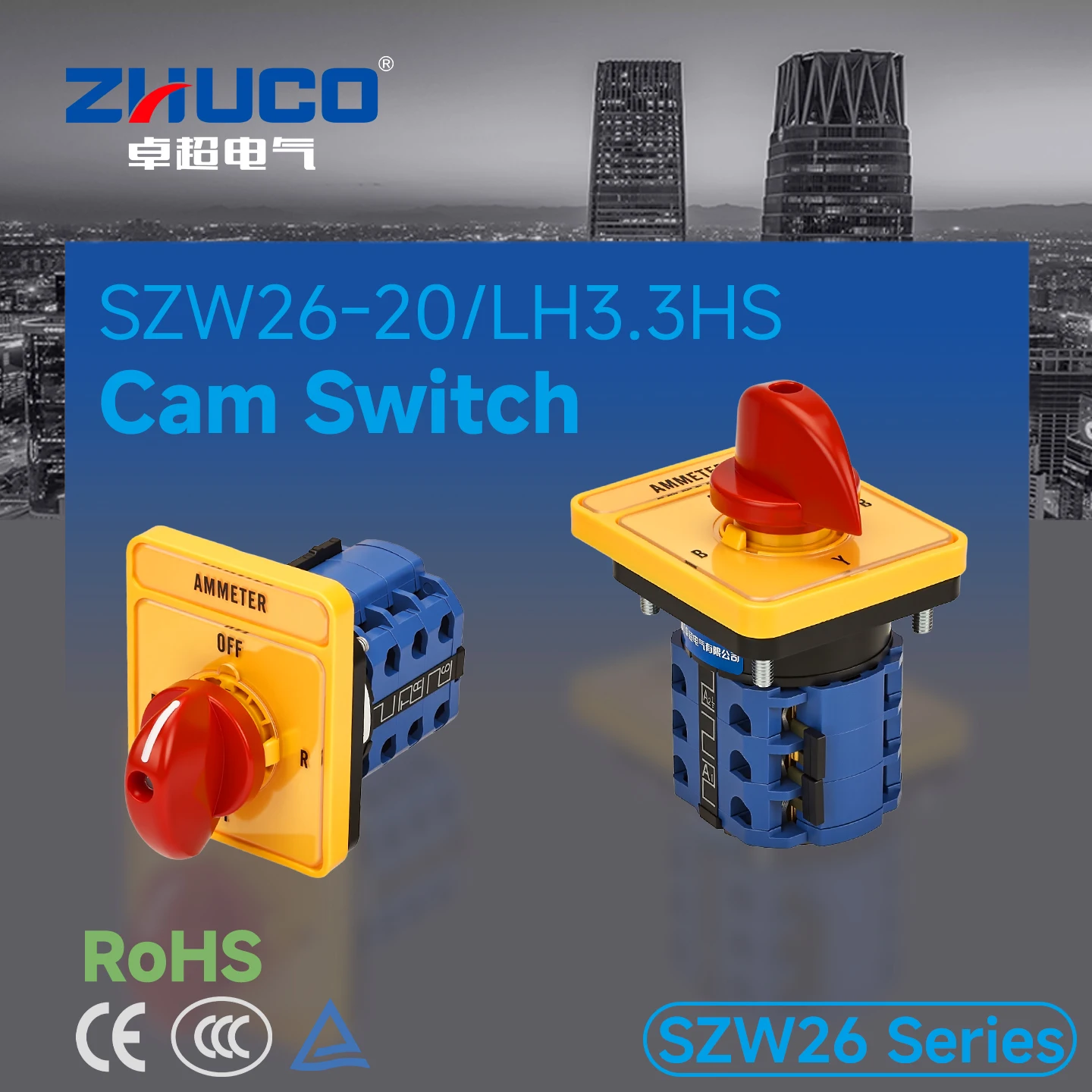 Szw26-20/Lh3.3Hs Is the Same as Lw26/Lw28/Jyw26/Lw38D/Lw39B Off-R-Y-B Panel Four-Position Three-Section Current Conversion Switch Rotary Switch Selector Switch