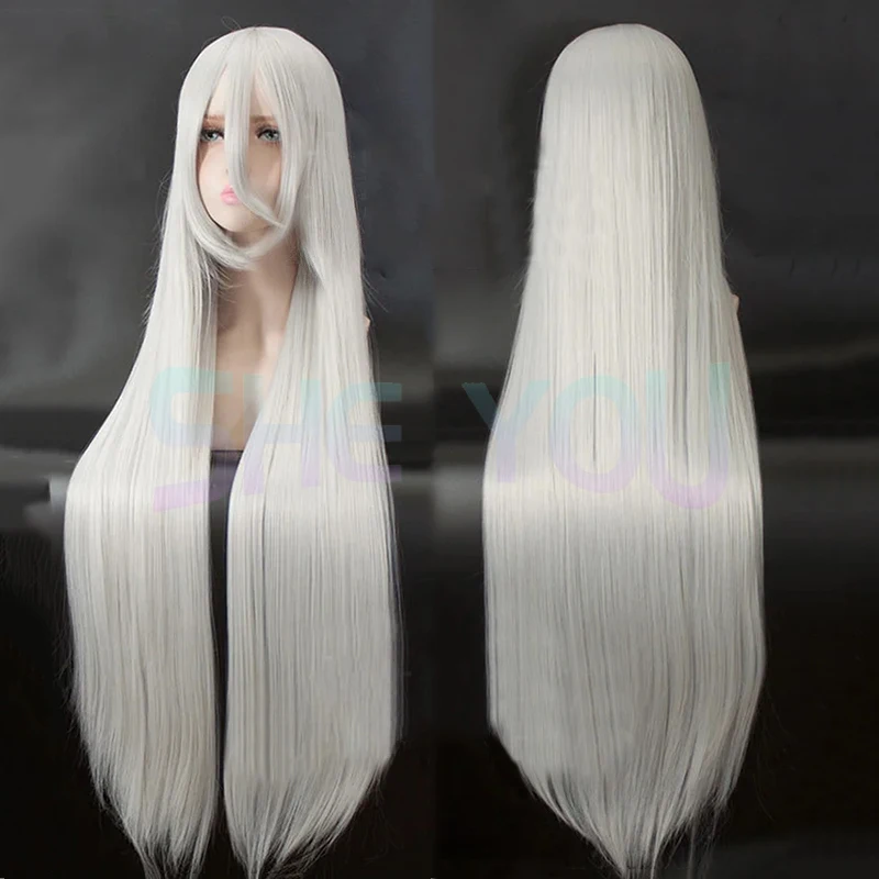 

Game NieR Automata Type A No.2 A2 Cosplay Wig Long Silver White Heat Resistant Synthetic Hair Halloween Party Wigs + Wig Cap