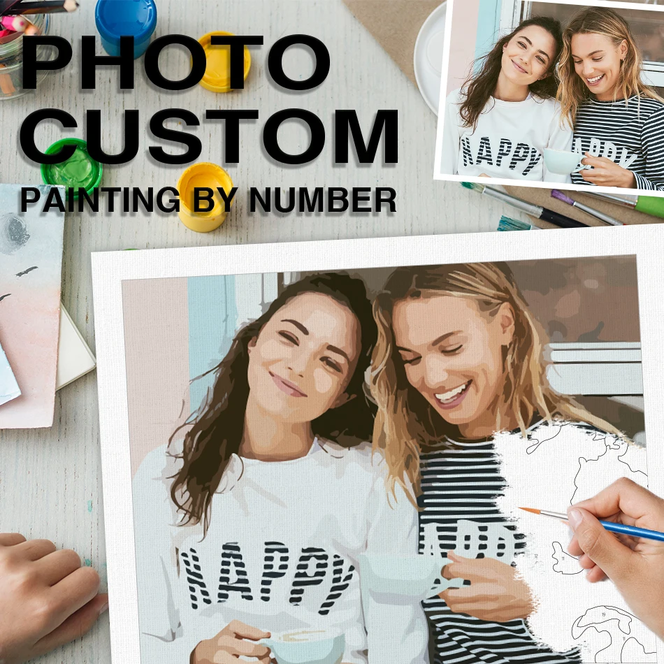 

RUOPOTY Painting By Number Photo Custom 24 Color Customized Picture Family canvas Drawing Acrylic Paint Diy Gift Wall Decoration