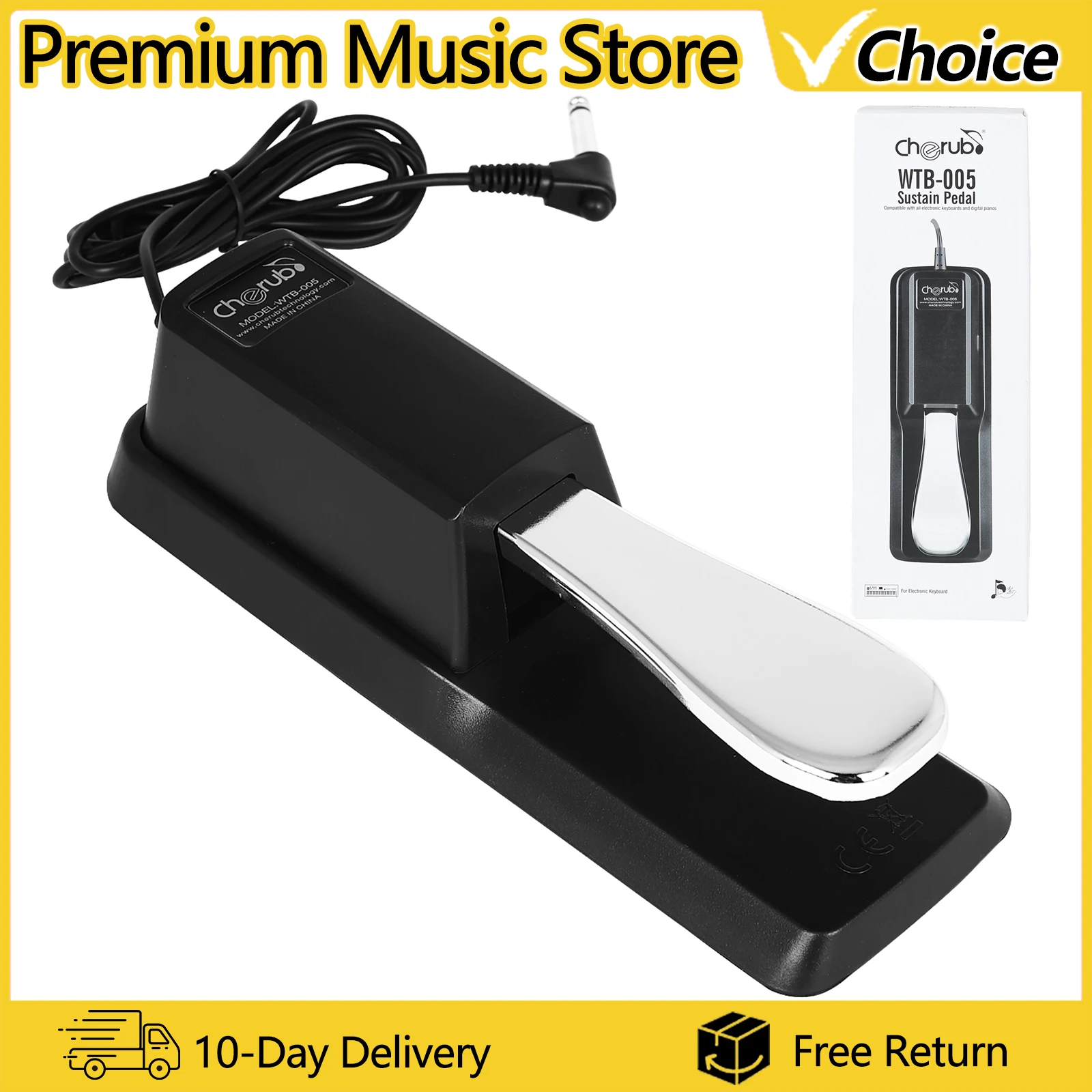 Sustain Pedal MIDI Keyboard Synth Digital Pianos Electric Piano Universal Musical Instrument Accessories with Polarity Switch