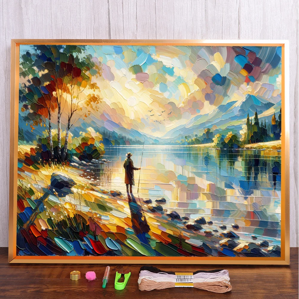 Landscape Nature Printed Cross Stitch Embroidery Complete Kit DMC Threads Painting Knitting Hobby Craft Counted Mulina Needle