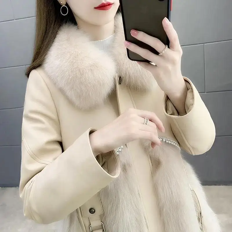 Square Collar Coats Autumn Winter New Fashion Mid-length Faux Fur Coat Elegant Thick Warm Outerwear Fake Fur Woman Jackets T59