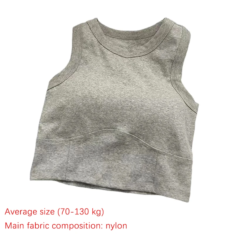 Summer Short I-Word Undershirt Female Beauty Back All-In-One With Bra Pads Inner Slimming Wrap Short Section Navel Sleeveless To