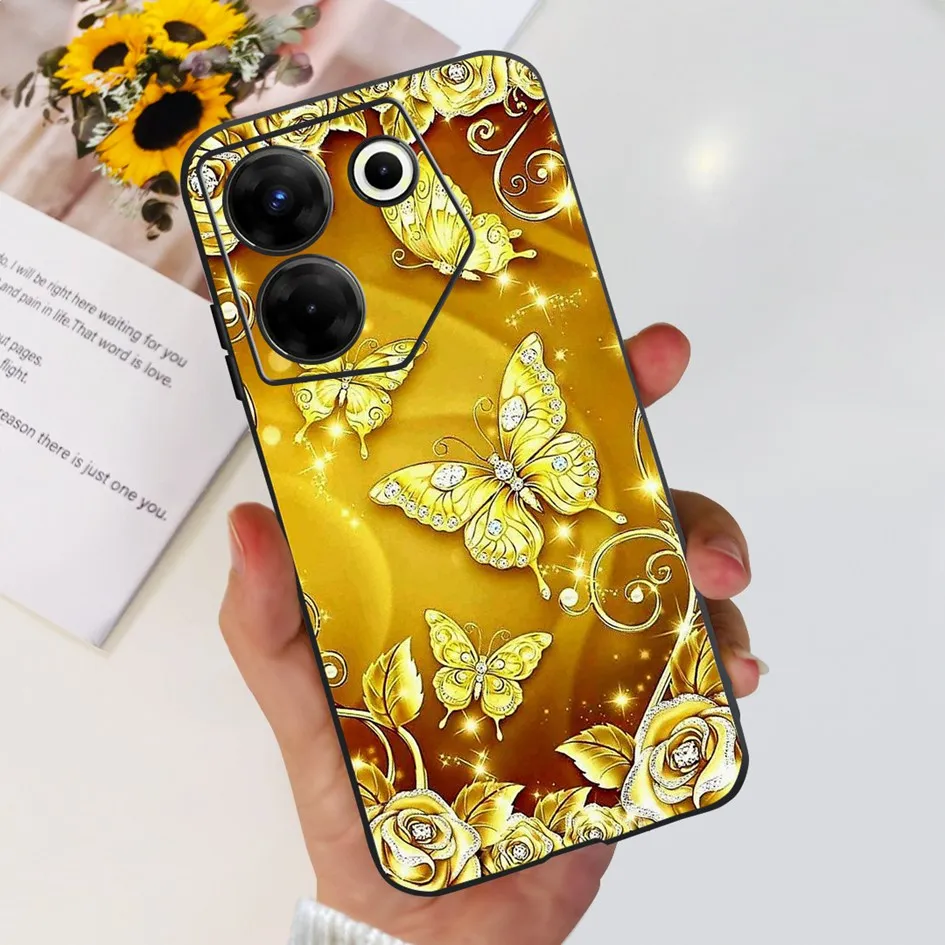 For Tecno Camon 20 Pro Case Fashion Butterfly Transparent Soft Silicone Cover For Tecno Camon 20 Pro 5G CK8n Camon20 CK6n Bumper