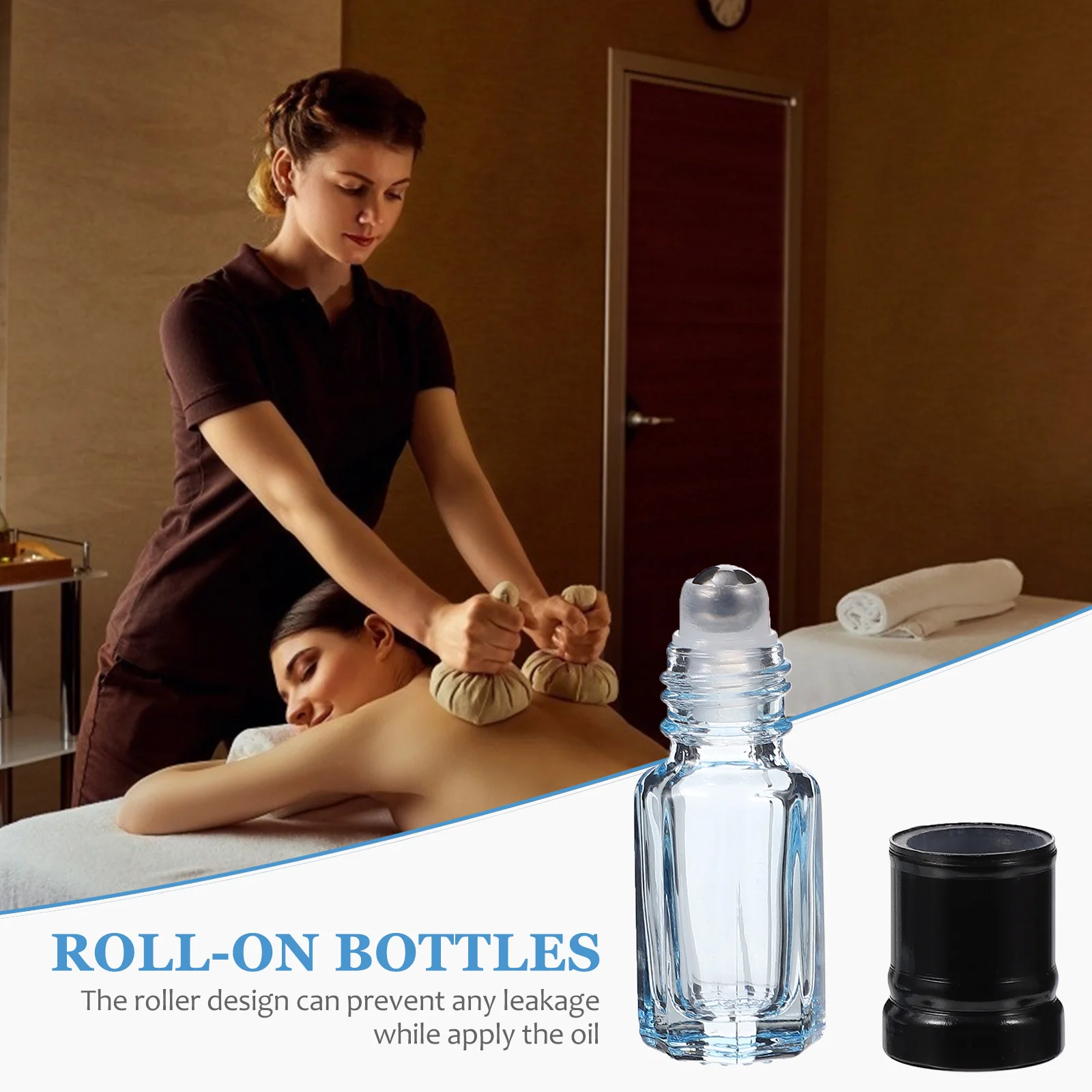 

8Pcs Mini Glass Roll-on Bottles Leak Proof Essential Oil Containers Refillable Travel Size Essential Oil Bottles