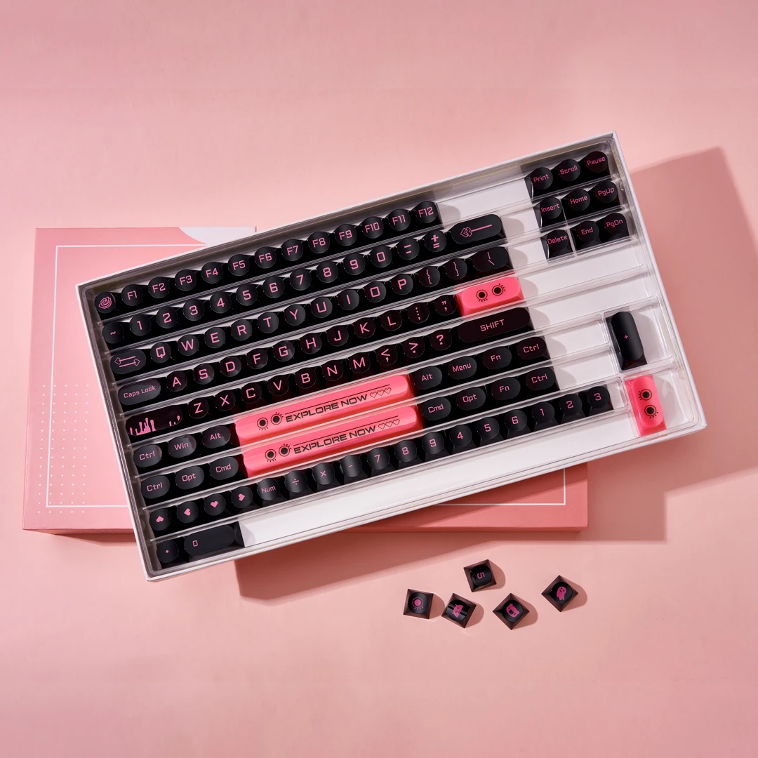 170 مفتاحًا PC Doubleshot DDA أغطية مفاتيح ملف تعريف لطيف شفاف مخصص Keycap لمفتاح Cherry MX لوحة مفاتيح ميكانيكية ذاتية الصنع