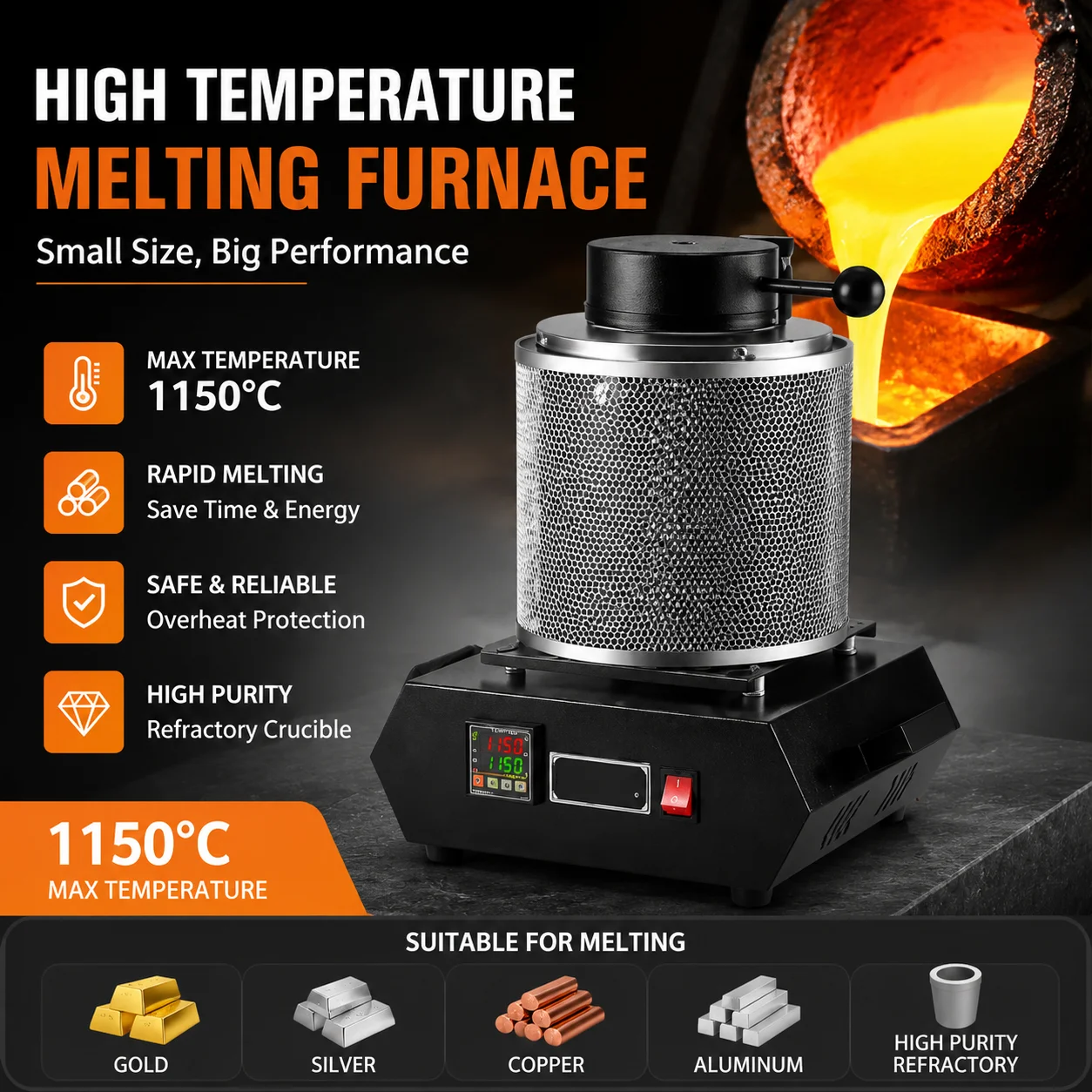 High purity refractory smelting furnace, small integrated high-temperature smelting furnace
