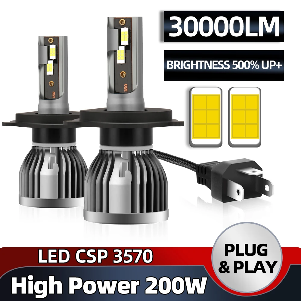 

LED Headlights 200W 30000LM Fog Bulbs H4 H7 H1 H11 H8 H9 9005 9006 HB3 HB4 9012 HIR2 9008 H13 9007 9004 Auto Headlamps 6500K 12V