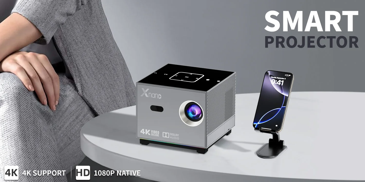 Xnano X3 Tragbarer Projektor 250ANSI Native 720P Unterstützt 4K Elektrischer Fokus Auto-Keystone Android 11 Dual-WLAN Bluetooth ARGB-Licht Heimkino-Beamer für Schlafzimmer Gaming und Streaming – Detail 3