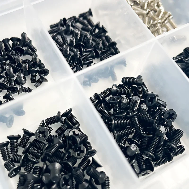 500pcs/box countersunk flat head phillips small mini screw set M2 M2.5 M3 carbon steel computer notebook laptop screws kit