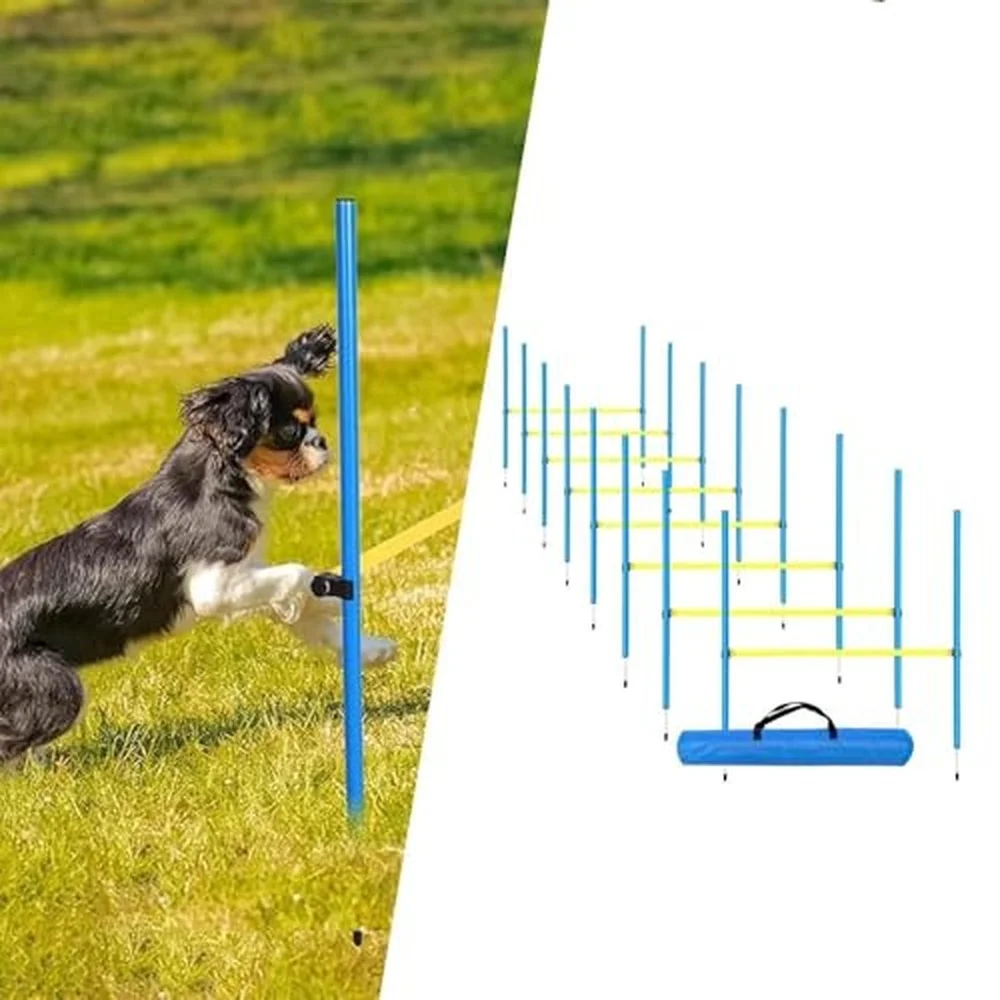 Dog Training Jump Bar Interactive Dog Jumping Poles Multifunctional Jump Hurdles Agility Training Set for Outdoor Sports