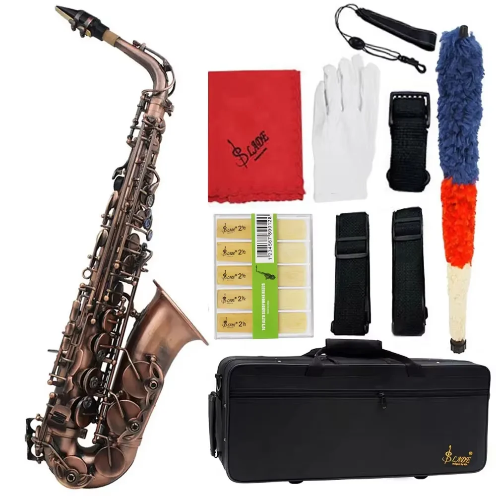 

Professional Eb Alto Saxophone Brass Antique Red Copper E Flat Sax Musical Woodwind Instrument With Case Mouthpiece Accessories