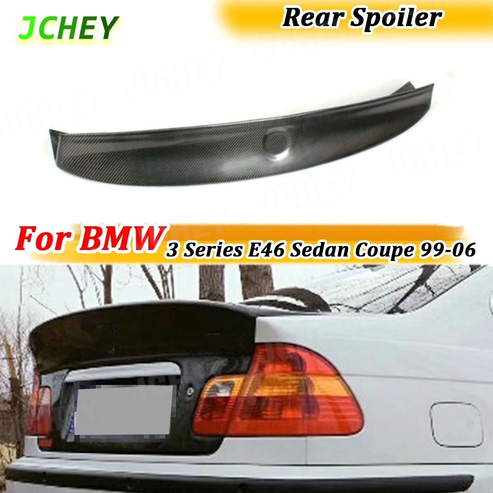 

JCHEY Carbon Fiber Rear Trunk Lip Spoiler Body Kits for BMW 3 Series E46 Sedan Coupe 1999-2006 Car Rear Boot Wing FRP