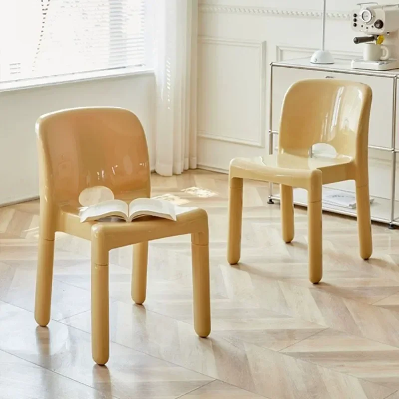 Medieval ins dining chair designer simple household plastic backrest stool light luxury makeup creative coffee chair