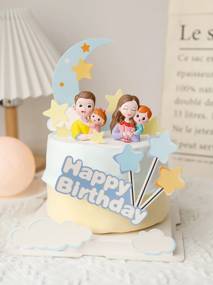 Dad Mother Father Family Birthday Cake Topper For Father's Mother's Day Woman Birthday Party Cake Decorations Resin Love Gifts