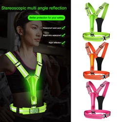 Gilet riflettente di sicurezza LED Running Light gilet elastico regolabile giacca avvertimento notturno gilet da pesca da lavoro per la corsa in bicicletta