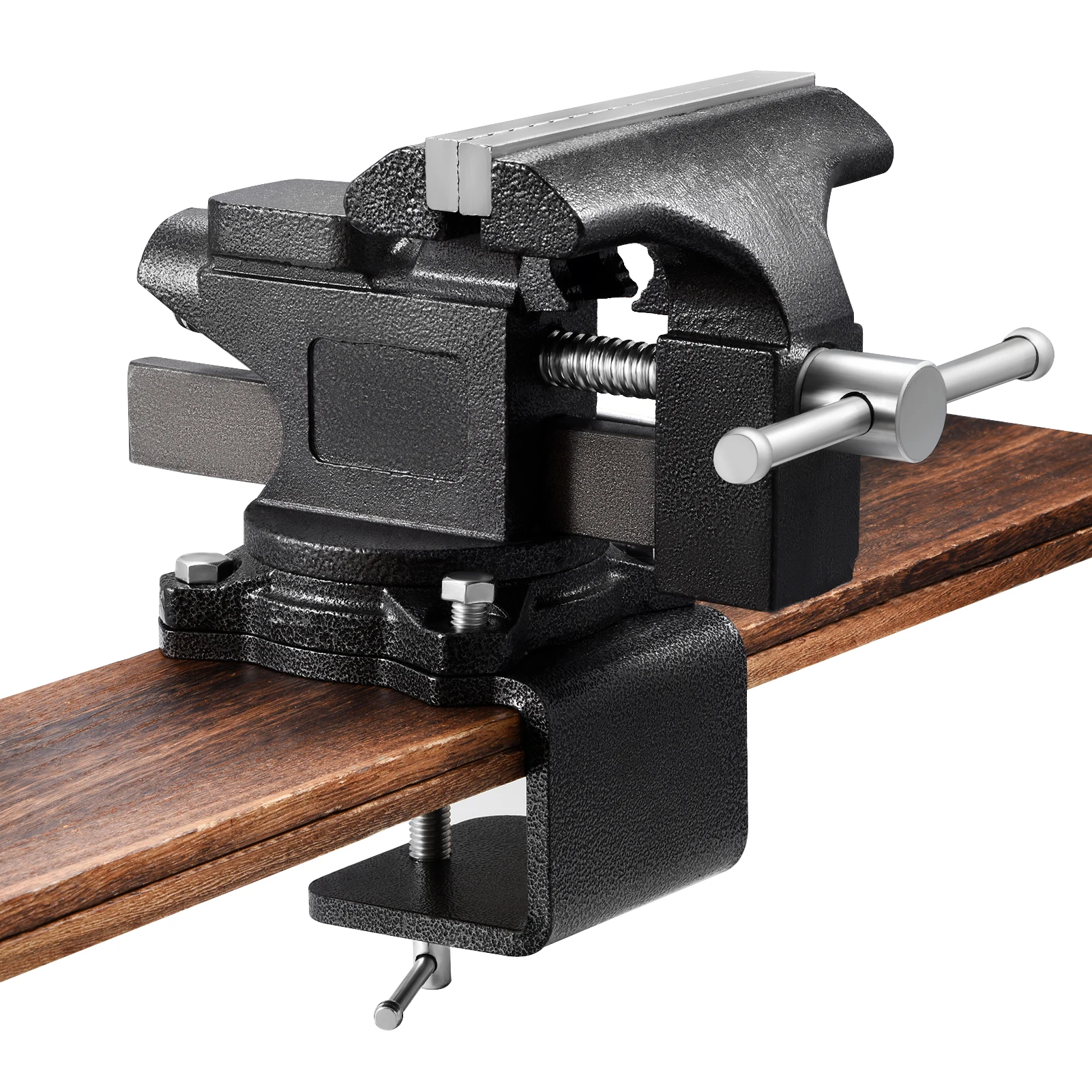 

Heavy Duty 2-in-1 Work Bench Vise with Swivel Base, Forged Steel Vise Clamp for Woodworking & Home