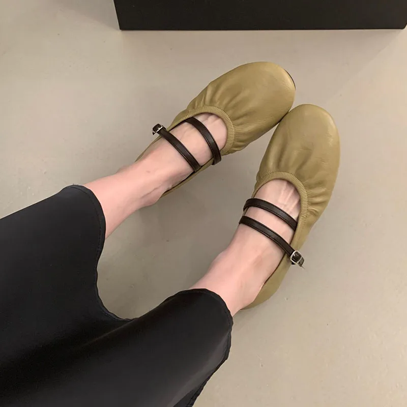 Modische Schnallenriemen-Damen-Mary-Jane-Schuhe, Lolita-Schuhe, Weiche Elegante Damen-Flats mit Runder Zehenpartie, Neue Damenschuhe – Detail 6