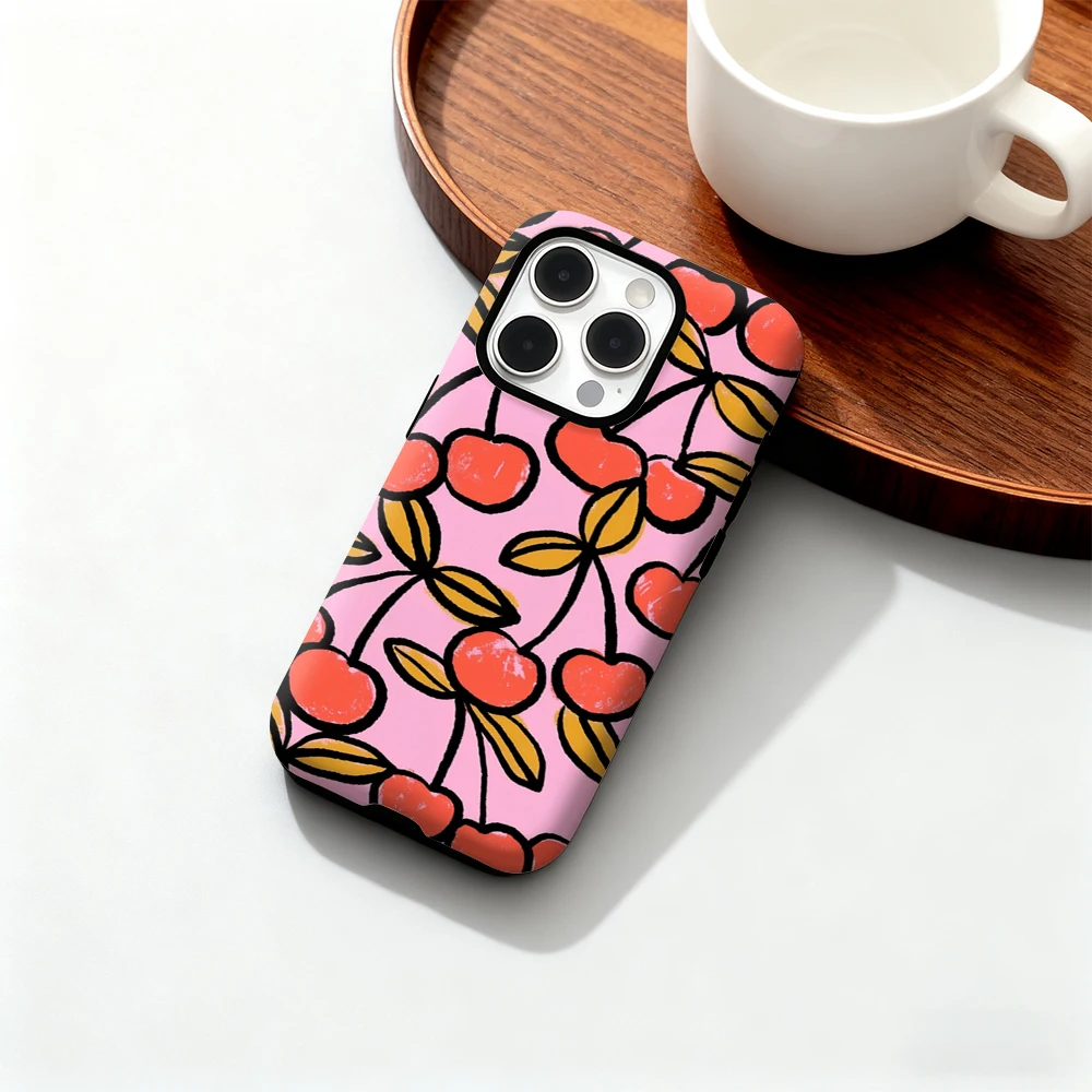 

Luxury Fresh C-Cherry Pop Phone Case for iPhone 17 16 15 14 13 12 11 Pro Max Air Plus Luxury Double-layer Back Cover