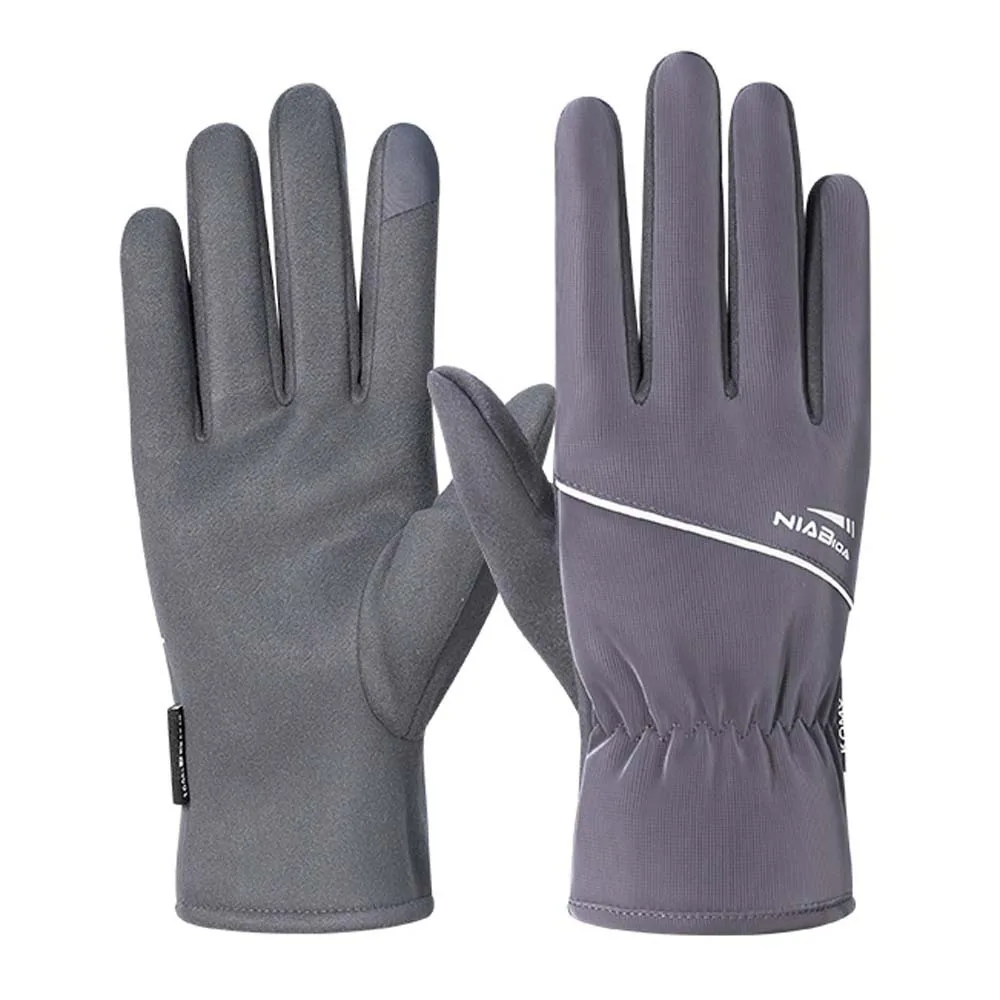 

Soft Anti-cold Gloves Letter Decoration Anti-splash Water Thickened Gloves Solid Color Touch Screen Winter Finger Mittens