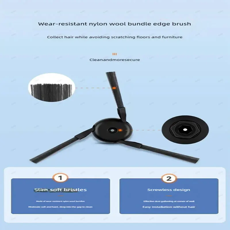 Para Robot aspirador Xiaomi Mijia M40 D110CN: consumibles de uso diario, cepillo principal, cepillo lateral, paño de fregona, filtro, bolsa para el polvo,