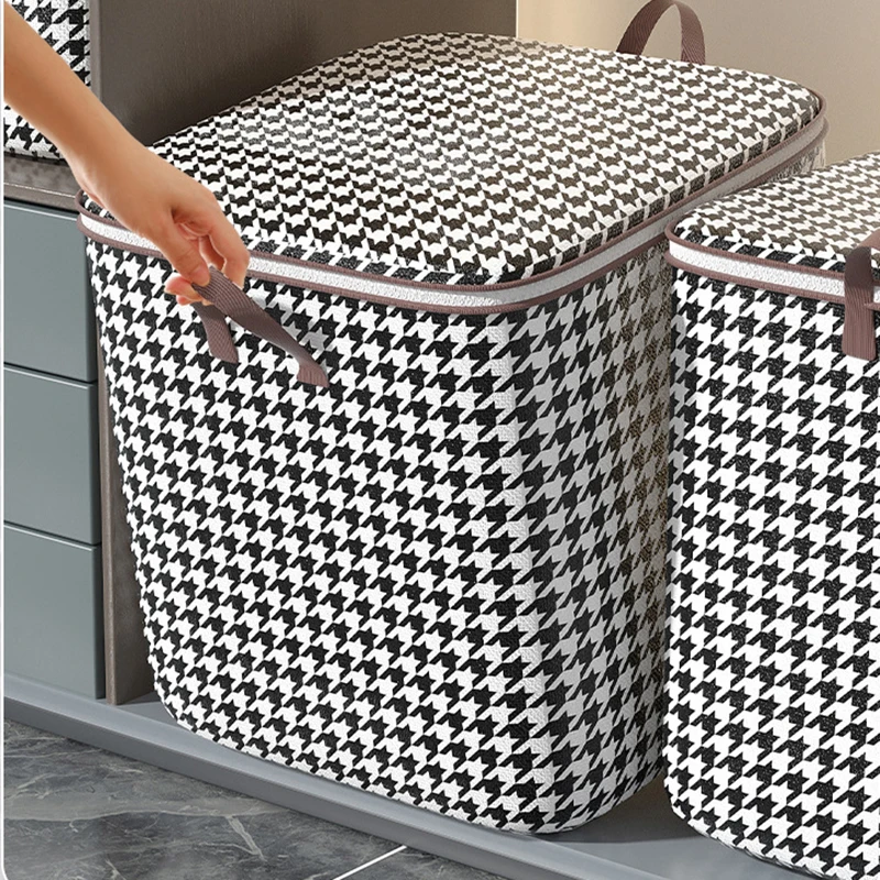 

110/140/180L Large Clothes Storage Bag Double Zipper Clothes Storage Bins Foldable Closet Organizer Storage Containers for Quilt