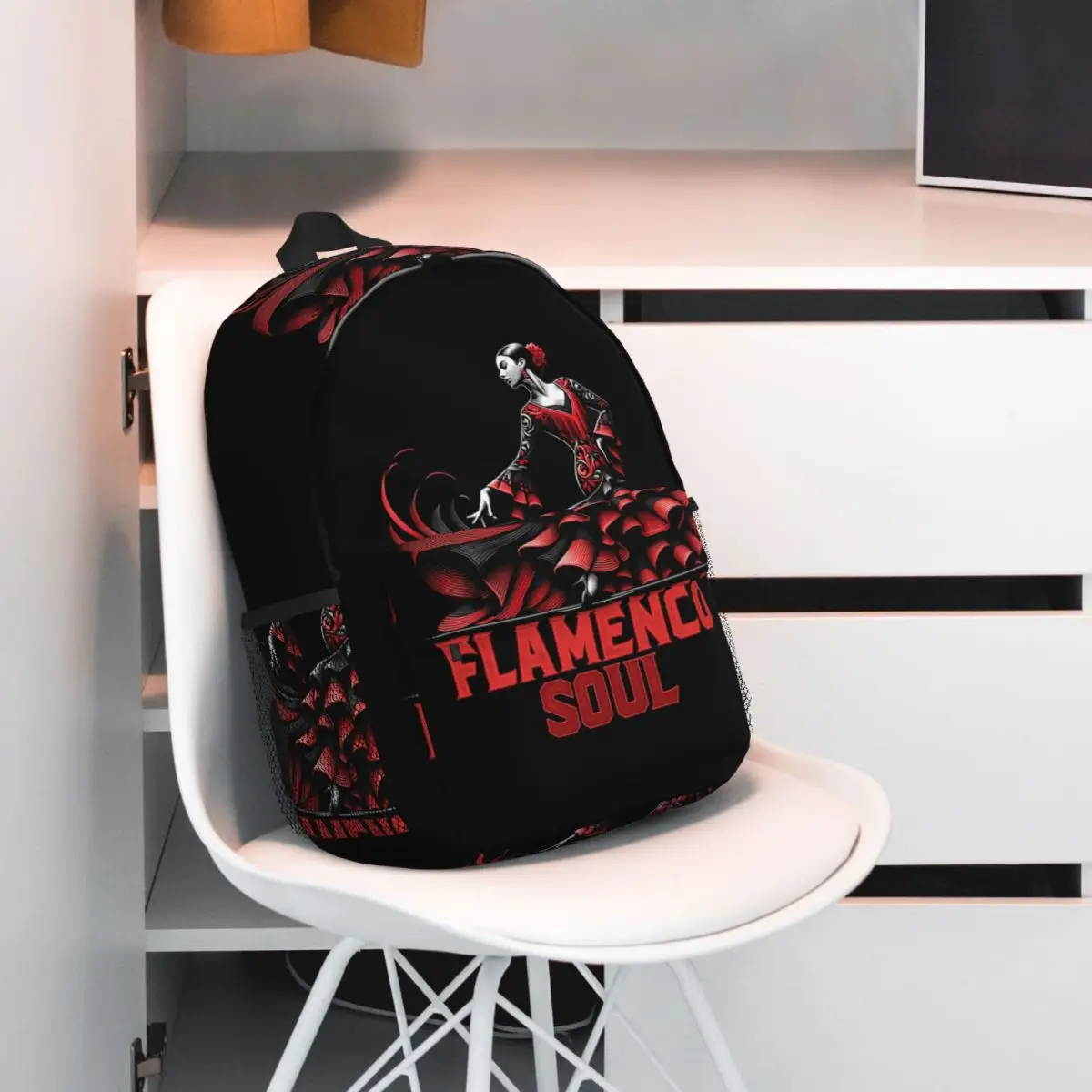 Mochila elegante con diseño de arte de baile flamenco, mochila escolar para estudiantes, bolsa escolar para niños, bolsos de hombro para ordenador portátil para hombres y mujeres