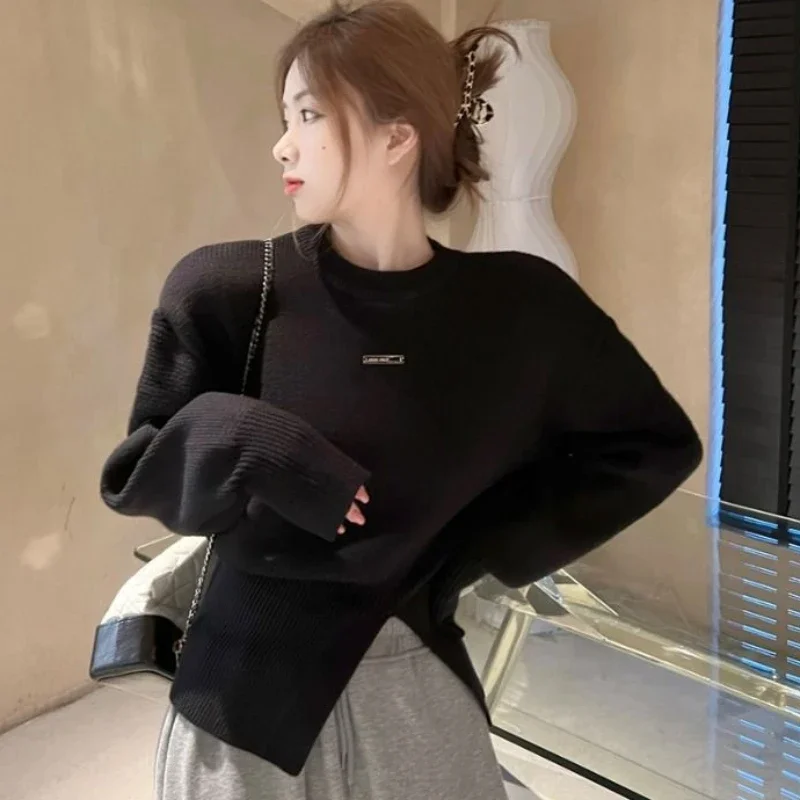 Blue Ladies Sweaters Round O Neck Knitted Top for Women Pullover Tricot Blouse Sale Winter 2024 Autumn Thermal Korean Luxury