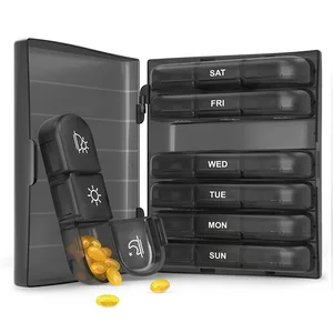 1 مجموعة علبة حبوب منع الحمل 7 أيام منظم 21 شبكة 3 مرات في اليوم السفر المحمول مع مقصورات كبيرة للفيتامينات والزيوت والأسماك أفضل 12 علب الأدوية مبيعا - No3