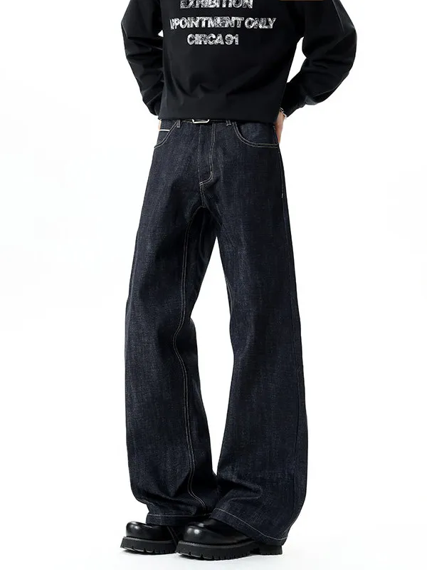 

Cleanfit American Sle Men's Jeans Trendy Haome Wide Leg Pants Slimming Straight Cut Casual Vintage Denim Trousers