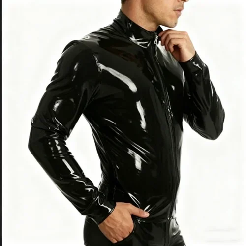 

Latex Rubber Gummi Top Cosplay Halloween Fitness Sports fashion Handmade Coat unique