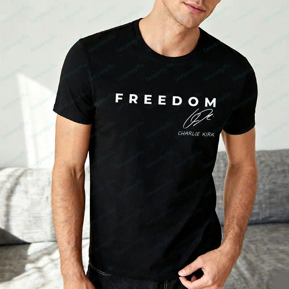 

Charlie Kirk Freedom Shirt Design with Signature T-shirt A TRUE PATRIOT CHARLIE Streetwear Forever in Memory Charlie Men Women T