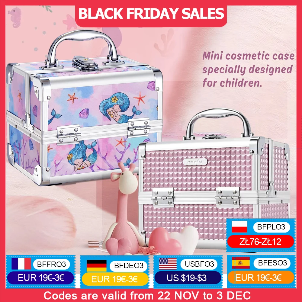 Portable Travel Makeup Box Alloy Mini Cosmetics Organizer Storage Jewelry Manicure Suitcase with Mirror Beauty Vanity Case