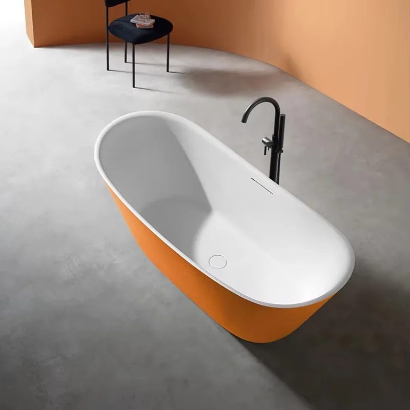 Modern Bathroom Artificial Stone Japanese Soaking Bath Tub Free Standing Acrylic SPA Massage Bathtub