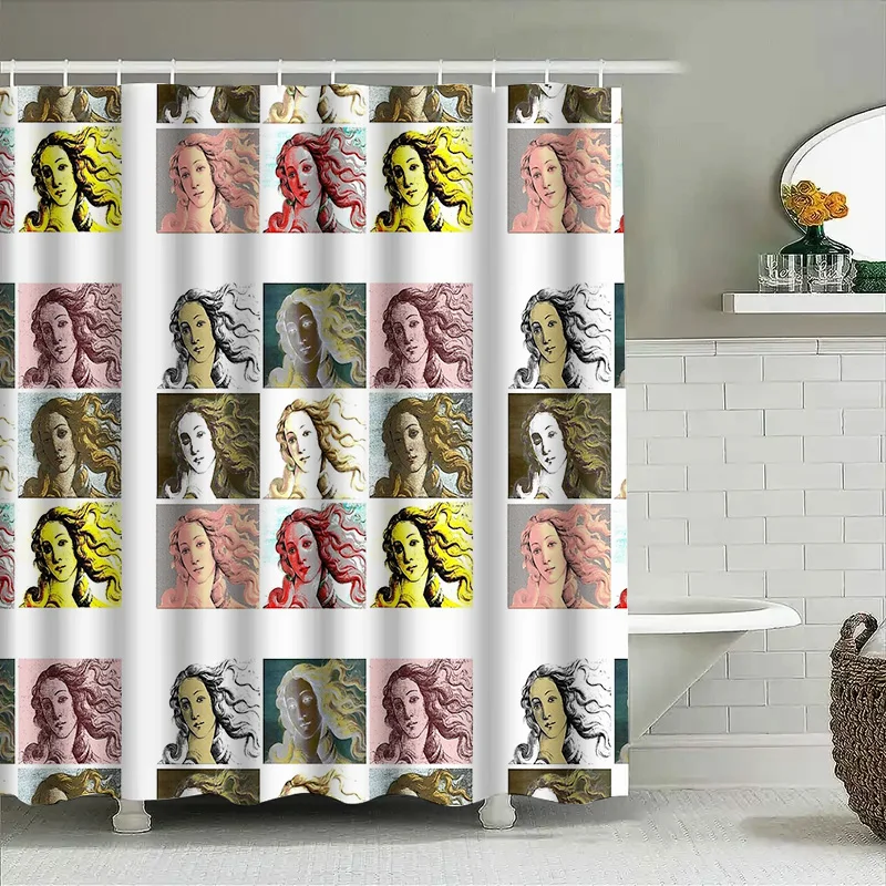 أنيقة عصر النهضة الفن دش الستار مايكل أنجلو ديفيد نسيج خلفية ديكور الحمام خمر المنسوجات المنزلية الكلاسيكية جدار هان #4