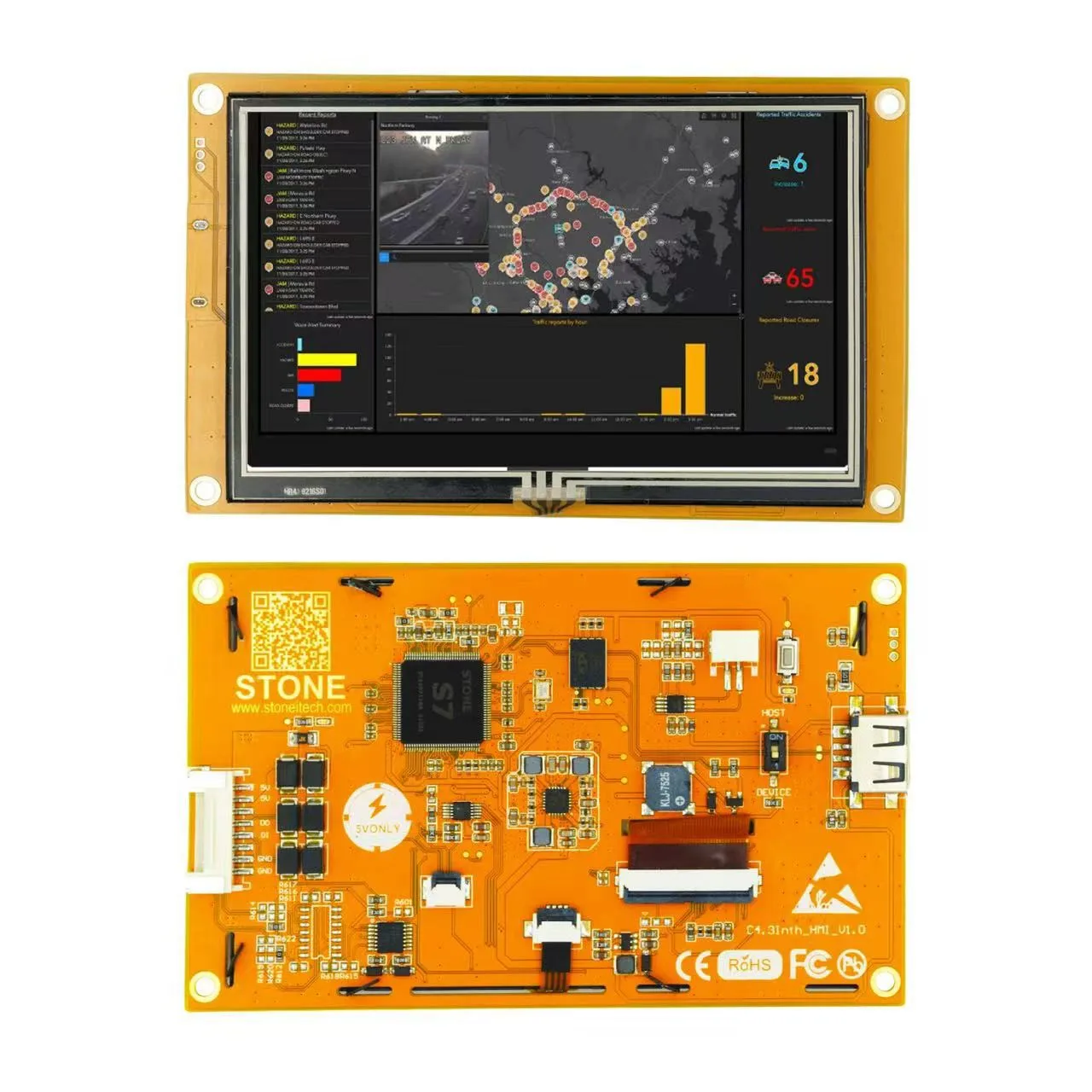 

STONE 4.3"Industry Series HMI Resistive Touch Display Module Free Simulator Debug Support Assignment Operator