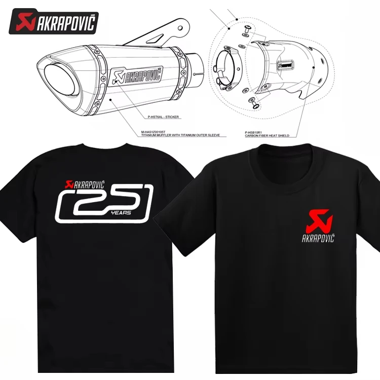 Scorpion Akrapovic Exhaust Pipe Mid-tail Full Section M4 Motorcycle Modified Motorcycle Men's Summer Short-sleeved T-shirt