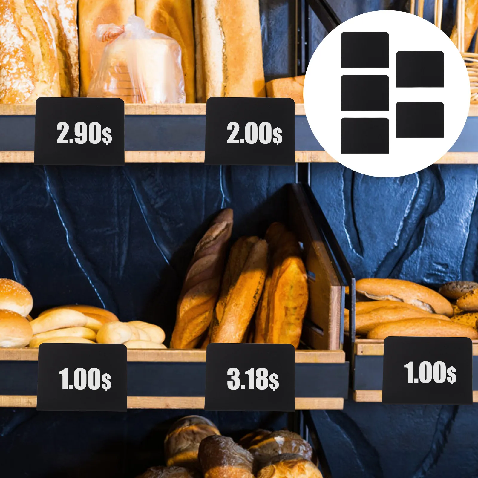 

5Pcs Shop Chalkboard Price Label Holder Reusable Message Boards for Supermarket Advertising and Retail Display Applications