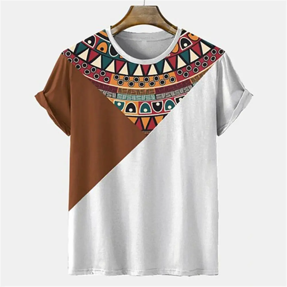 Vintage Men\'s T-Shirts Summer Tops Men\'s Indian Graphic Ethnic Clothing O-Neck Oversized Apparel 2023 Man Tees Casual Shirts New