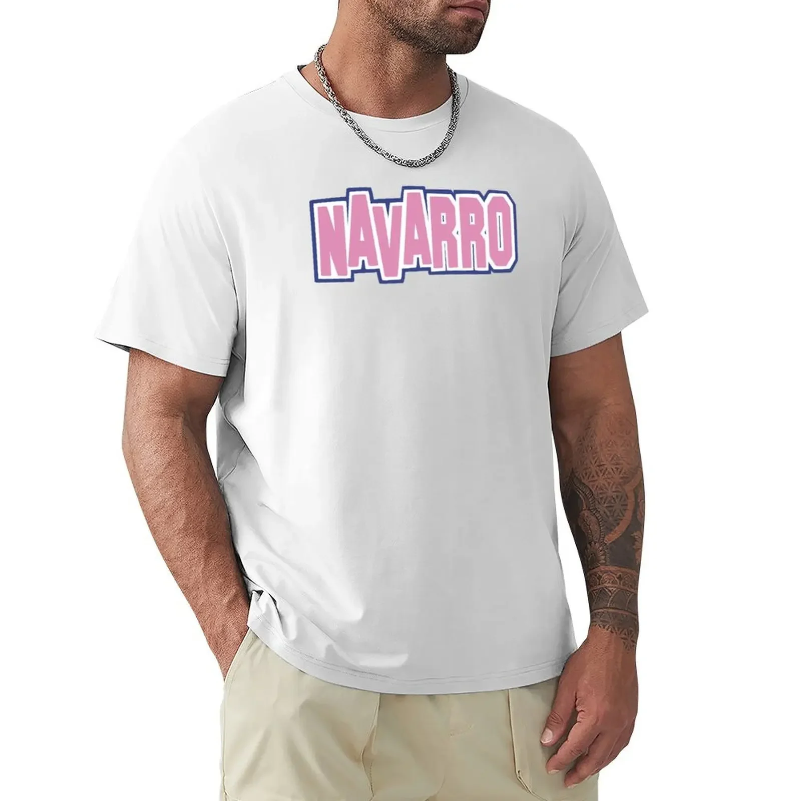 funnys oversizeds t shirt for men Navarro Cheer Logo  Pink T-shirt tshirts for mens designer clothes harajuku men's t-shirts man