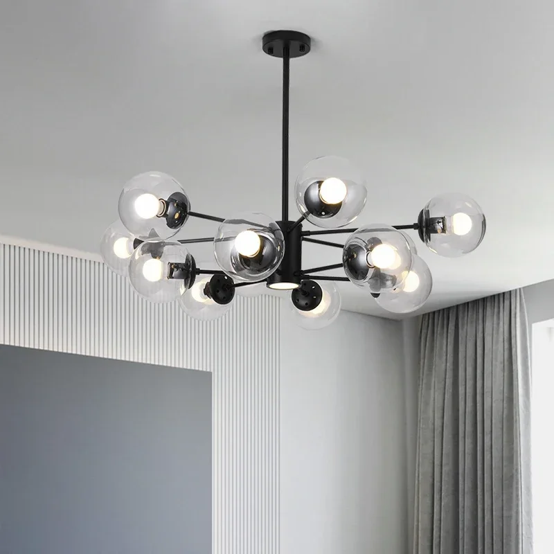 Nordic Handblown Glass Magic Bean Chandelier Lighting Modern Pendant Lamp For Living Room Dining Room Bedroom E27 Bulb Lighting